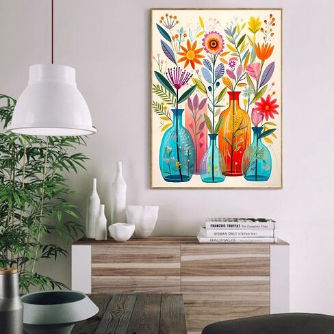 LWZAYS Flower Paint by Number Kit for Adults Canvas, Flowers Acrylic Paint by Number Kit for Adults Beginners, Daisy Vase Adult Paint by Number Kits for Gift Decor - 12x16 Inch in Kuwait