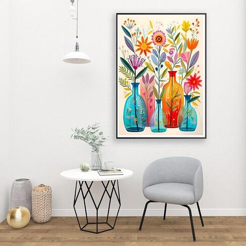 LWZAYS Flower Paint by Number Kit for Adults Canvas, Flowers Acrylic Paint by Number Kit for Adults Beginners, Daisy Vase Adult Paint by Number Kits for Gift Decor - 12x16 Inch in Kuwait