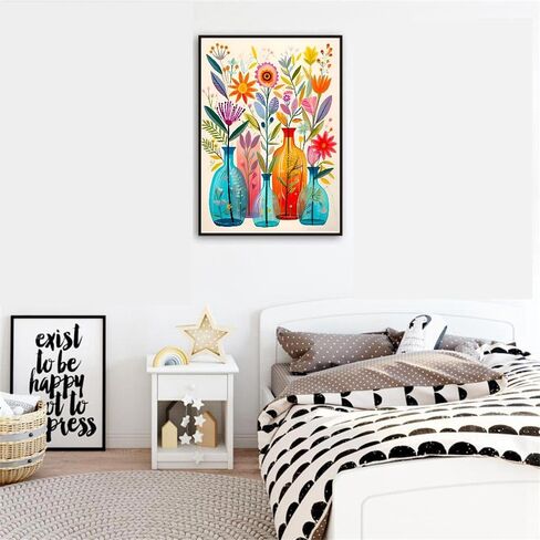 LWZAYS Flower Paint by Number Kit for Adults Canvas, Flowers Acrylic Paint by Number Kit for Adults Beginners, Daisy Vase Adult Paint by Number Kits for Gift Decor - 12x16 Inch in Kuwait