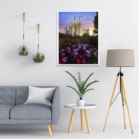 مجموعات الطلاء الماسي للبالغين ، الأطفال سولت ليك تيمبل مشهد DIY 5D Diamond Painting Arts Craft for Home Wall Decor Higds 12x16in in Kuwait