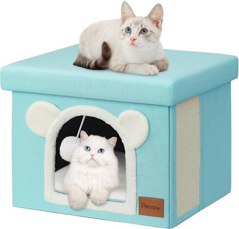 قطة Cat House المغطاة للقطط الداخلية متعددة الوظائف غرفة المعيشة مسطح شقة كيتي مع حصيرة على الوجهين ولوحة الخدش القط (النعناع ، قدم المسطح) in Kuwait