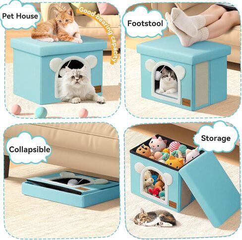 قطة Cat House المغطاة للقطط الداخلية متعددة الوظائف غرفة المعيشة مسطح شقة كيتي مع حصيرة على الوجهين ولوحة الخدش القط (النعناع ، قدم المسطح) in Kuwait