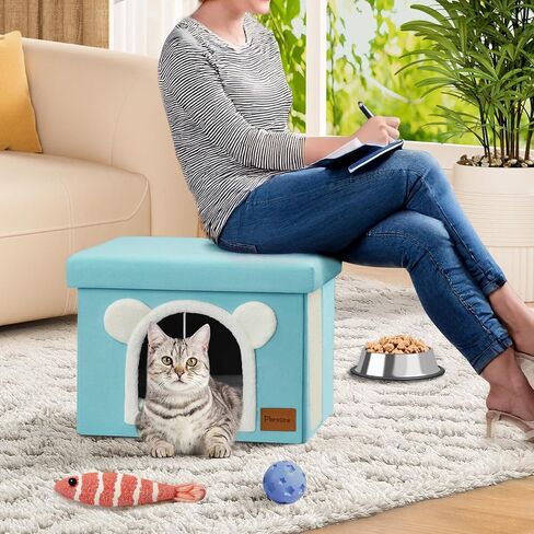 قطة Cat House المغطاة للقطط الداخلية متعددة الوظائف غرفة المعيشة مسطح شقة كيتي مع حصيرة على الوجهين ولوحة الخدش القط (النعناع ، قدم المسطح) in Kuwait