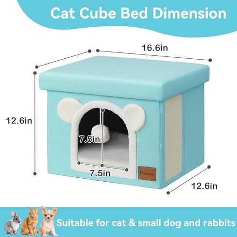 قطة Cat House المغطاة للقطط الداخلية متعددة الوظائف غرفة المعيشة مسطح شقة كيتي مع حصيرة على الوجهين ولوحة الخدش القط (النعناع ، قدم المسطح) in Kuwait