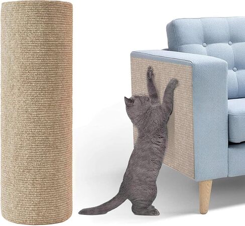 Cat Scratching Mat 78.7"x15.8", Self-Adhesive Cat Carpet Scratcher Replacement for Cat Tree Post Wall Shelves, Cat Scratch Furniture Protector for Couch, DIY Climbing Cat Scratcher in Saudi Arabia