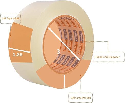 ADHES Packing Tape for Shipping Packaging Moving Boxes,1.88 in x 100 Yard x 2.6 Mil, 60 Rolls in Kuwait