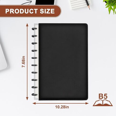 Discbound Notebook, Leather Cover Discbound Planner, 180 Pages Spiral Notebook with Removable Pages, Suitable for Work Meeting School Daily Use in Kuwait