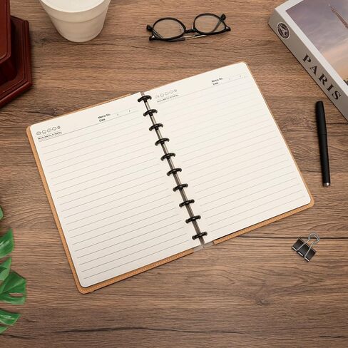 Discbound Notebook, Leather Cover Discbound Planner, 180 Pages Spiral Notebook with Removable Pages, Suitable for Work Meeting School Daily Use in Kuwait
