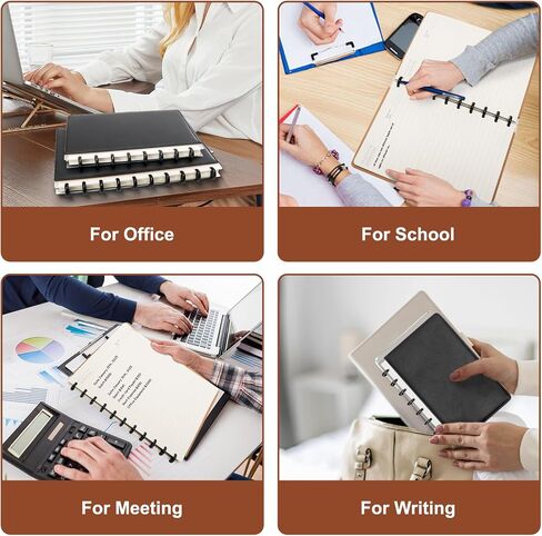 Discbound Notebook, Leather Cover Discbound Planner, 180 Pages Spiral Notebook with Removable Pages, Suitable for Work Meeting School Daily Use in Kuwait