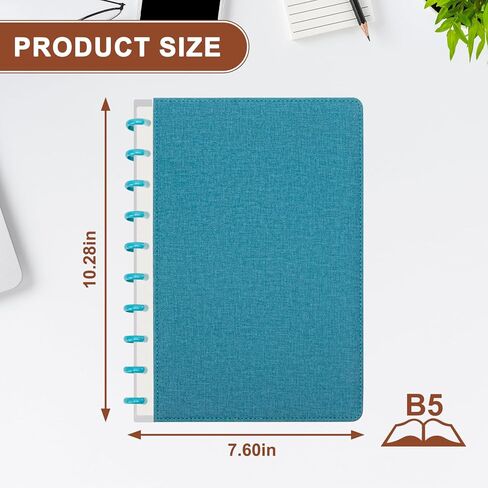 Discbound Notebook, Leather Cover Discbound Planner, 180 Pages Spiral Notebook with Removable Pages, Suitable for Work Meeting School Daily Use in Kuwait