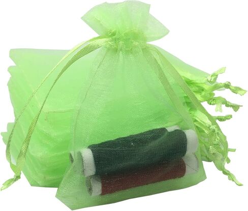 ANSLEY SHOP 100pcs 4x5 Inches Drawstrings Organza Gift Candy Bags Wedding Favors Bags (Grass Green) in Kuwait