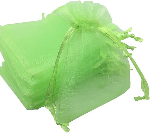 ANSLEY SHOP 100pcs 4x5 Inches Drawstrings Organza Gift Candy Bags Wedding Favors Bags (Grass Green) in Kuwait