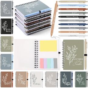 Tenceur 10 Set Inspirational Gifts Bulk Aesthetic Spiral Notebook Journals with Sticky Note Notepad Motivational Gentle Ballpoint Pen Bulk for Teacher Employee Appreciation Office Business Favor