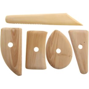 5Pcs Wood Pottery Clay Ribs Wooden Ceramic Potter Rib Ceramic Clay Sculpting Scrapers Tools Pottery Shaping Trimming Tools Ceramic and Pottery Tools Ceramics and Pottery