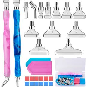Sttargxing 27 PCS Diamond Painting Pen Kit,12PCS Stainless Steel Tips with 12 Clay, Multi Placer Tips 5D Diamond Painting Accessories, Diamond Painting Pen Replacement for DIY Craft(Rosegold)