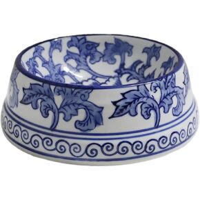 Aimusego Blue and White Heavy Chinoiserie Ceramic Dog Bowl Design Pet Dish for Food and Water, Dog Dish Bowls for Medium Dogs and Cat Breeds Non Skidding, Easy to Clean, Dishwasher Safe-9inch 25OZ