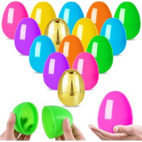 50 Pcs 3.94" Fillable Easter Eggs Plastic Empty Easter Eggs with Golden Eggs for Easter Basket Stuffers Surprise Toys Party Favor, Egg Hunt Supplies and Easter Decorations