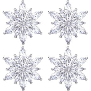 GORGECRAFT 4Pcs Crystal Snowflake Buttons Silver Snowflake Drill Buckle Glitter Rhinestone Buttons Decorative Replacement Shank Buttons for DIY Sewing Crafts Uniform Jacket Clothing Hat Embellishments