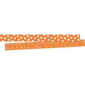 Barker Creek Double-Sided Border 2-Pack, Dot to Dot Tangerine, Trim Out Bulletin Boards and Create Colorful Displays with 70' of Designer Double-Sided Border, 3" x 70' (4436)