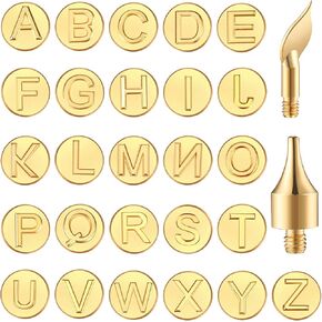 Honoson 28 PCS Wood Burning Letter Tips Stamps Tool ، خطاب النحاس نحت النحت النحاس الأبجدية التخصيصية العلامة التجارية لمجموعة Craft Diy نقش الخشب المحترق أدوات الهواية