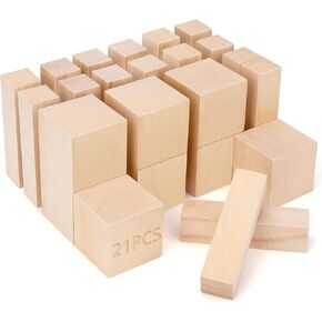 21 Pcs Basswood Carving Blocks,Wood Carving Blocks Set,3Different Size Whittling Wood Blocks for Craft Carving Wooden Blocks