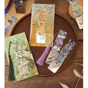 2 Pcs Metal Bookmarks with Tassel, Sliver Hollow Bookmark Monet Oil Painting Theme Bookmarks Art Bookmarks for Book Lovers Writers Readers Children Teens Men Women Adults (Woman+Sunrise)