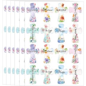 160 Pcs Flower Christian Cross Stickers Religious Christian Bible Verses Labels Jesus Inspirational Motivational Faith Envelop Seal for Christmas Scrapbooks Bottles Present Tag Decor