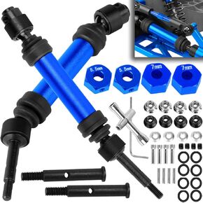 Drive Shaft Axles Upgrades Part for 1/10 Rustler 2WD (VXL)/Stampede 2WD (VXL),RC Steel #45 2Pcs Driveshafts CVD w/Hex Hops Up,Navy Blue