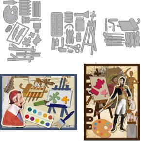 MAYJOYDIY Art Painting Set Die Cuts for Card Making Drawing Boards Pigments Metal Cutting Dies Paint Brushes Embossing Cutting Stencil for Scrapbooking Craft Paper Birthday Card Gift Decoration