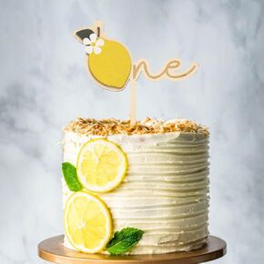 Lemon 1st Birthday Cake Topper, Wooden Lemon One Cake decoration, Summer Fruit Theme Lemonade Party First Birthday Cake Decorations, for Lemon Theme Baby Shower Kids Boys Girls 1st Birthday Party
