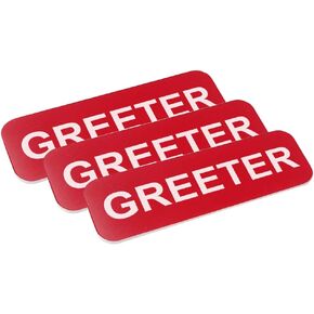 Greeter 1 x 3 Name Tag, Red (10 Pack)