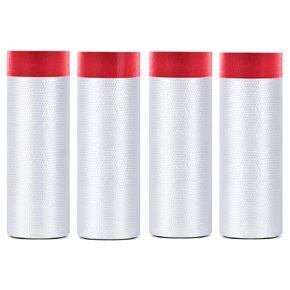 Tape and Drape, Pre-Taped Masking Film, 4 Pack Automotive Best Tape and Drape Painters Paper, Paint Adhesive Protective Film Roll (4, 43 inchX 65-Feet)