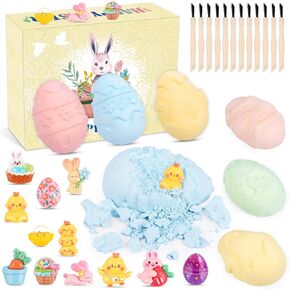 Easter Egg Dig Kit for Kids, 12pcs Prefilled Easter Basket Stuffers with Digging Kit Toy for 6-12 Years for Boys Girls Teens, Easter Basket Essentials Egg Hunt Supplies Party Favors