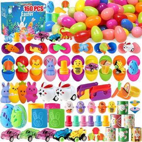 200PCS Prefilled Easter Eggs with Toys, Party Favors Basket Stuffers, Bulk Filled Plastic Easter Eggs for Kids Classroom Hunt Prizes