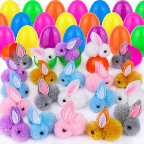 36 Pack Easter Egg Fillers with Bunny Plush Easter Eggs with Toys Inside, Mini Stuffed Animals Easter Eggs Hunts Party Favors Easter Basket Stuffers for Kids Toddler Teens Boys Girls