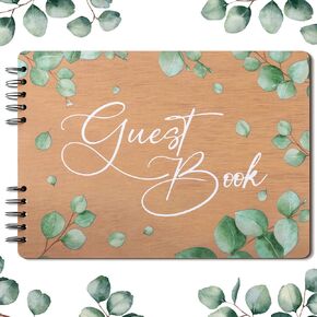 Rustic Style Wooden Wedding Guest Book with 120 Pages Lined 11.4 x 8.3 Eucalyptus Boho Wedding Registry Guestbook Bridal Shower Guest Book for Reception Baby Shower Birthday Party