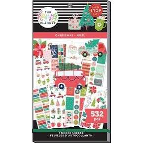 The Happy Planner Sticker Pack for Calendars, Journals and Projects –Multi-Color, Easy Peel – Scrapbook Accessories – Merry Christmas Theme – 30 Sheets, 532 Stickers Total