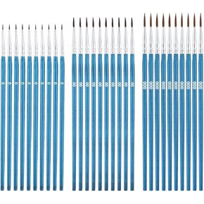 30pcs Detail Paint Brushes Set, 0#00#000 Fine Tip Skinny Paint Mini Tiny Miniature Fine Small Paint Liner Brush for Crafts Miniature Painting Classroom Watercolor Acrylic Art Face Painting (Red)