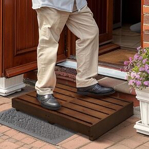 ارتفاع البراز الخشبي الداخلي 3.5 '' ، خطوات في الهواء الطلق مع منصات غير قابلة للانزلاق ، خطوة للخارج ، براز خطوة السلامة للحمام ، المطبخ ، السرير (أسود) in Kuwait