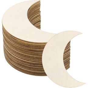 Patikil 2.8 "x1" Wooden Moon ، 50 حزمة غير مكتم