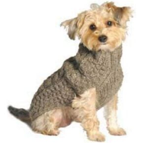Chilly Dog Gray Cable Knit Dog Sweater (Large)