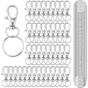 100 pcs Premium Swivel Lanyard Snap Hooks Claw Clasp with Key Chain Ring for Crafts, Lanyard Clips snap Hook, Swivel Clasps Clip, Lanyard Making,Jewelry Making, Art Crafts, DIY Craft, Keychain Clip US