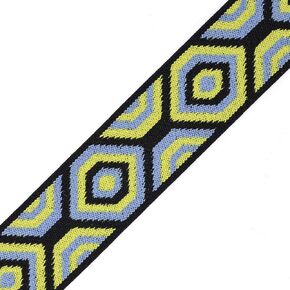 2-Yards 2" Elastic Stretch Ribbon Trim, Stretch Elastic Band, Headband, Hand Band and Waist Belt, TR-11203 (Blue/Neon Yellow)