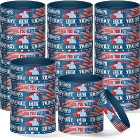 Zubebe 80 Pcs Veterans Wristband Bracelets Rubber American Flag Bracelets Bulk Military Silicone Wristband for Men Women Veteran Memorial Day Army Sport Fan Accessories Gift Party