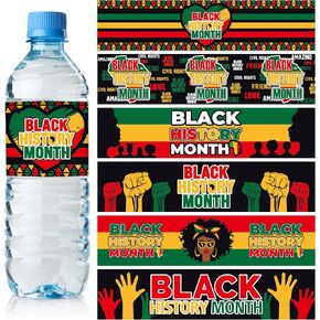 120pcs Black History Month Label ملصقات التاريخ السوداء شهر الزجاجة المائية ملصق ملصق للاصطدام ليوم الحرية الأمريكية الاحتفال بحفلات المهرجانات الوطنية