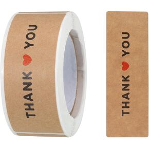 MECCANIXITY 1 Roll Thank You for Stickers 1x3 Inch Adhesive Rectangle Gift Seal Labels for DIY, Business, 120 Count/Roll