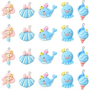 LiQunSweet 20 Pcs 5 Styles Opaque Bees Theme Resin Charms Love Insect Animals Rabbit Honeypot Beehive Plastic Charms for DIY Jewelry Craft Keychains