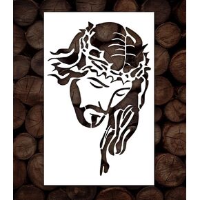 Jesus Christ Stencil Template - Reusable Religious Christian Easter Christmass Xmas Stencils for Painting on Wood, Glass, Wall, Rock, Walls, Canvas, Glassware, Spray Painting, Airbrushing (5x6)