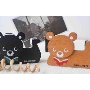 Tape Dispenser Desktop, Hibucuo Cute Bear Tape Dispenser, Vintage Wooden Kitty Tape Cutter with 1 Roll Tape for Home Office Desktop Accessory for Students Girls Boys Kids