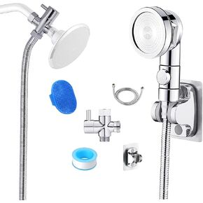 Pet Sprayer Pro Dog Shower Attachment for Bathroom Shower Arm, Indoor Dog Shower Sprayer Includes On/Off Handheld Shower Head, 79" Hose, 3-way Diverter, Dog Brush and Adhesive Holder